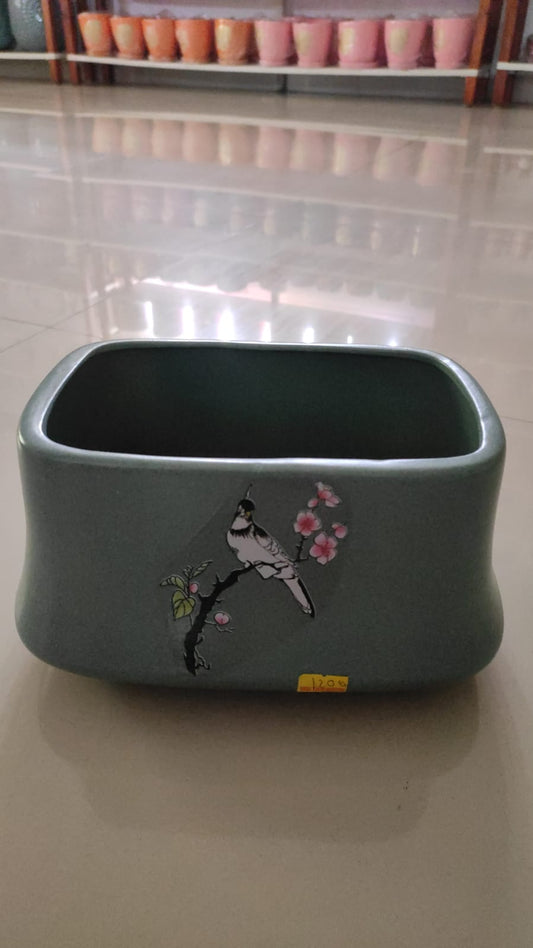Grey bird  pot